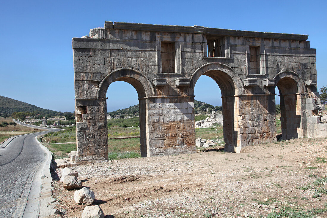 View of ruins of Patara in Lycia, Aegean, Turkey