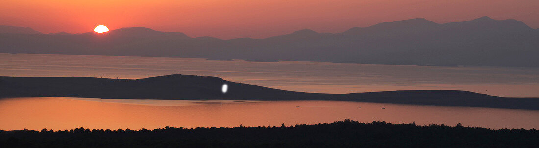 Panoramic view of Aegean sea at dawn, Ayvalik, Turkey