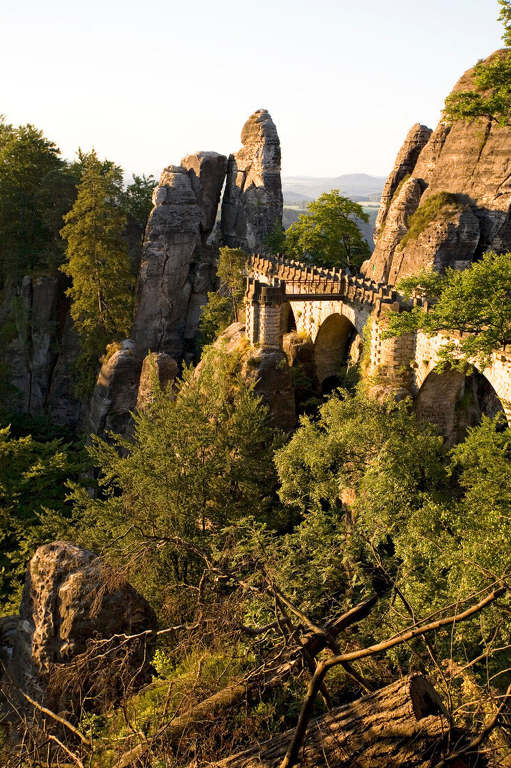 View of rock bridge at Saxony National Park, Germany
