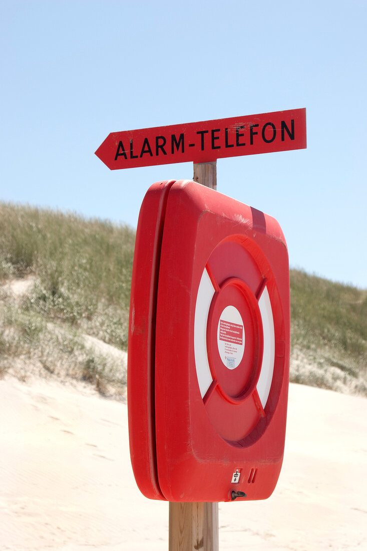 Alarm phone at Fano beach, Denmark