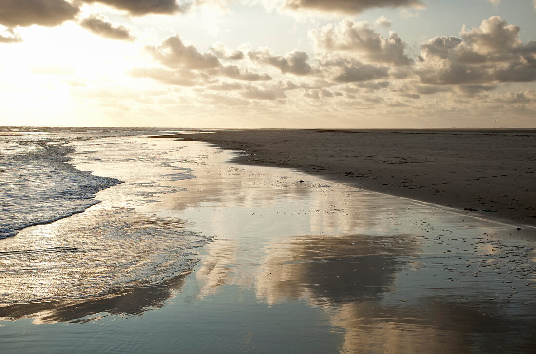 View of Fano beach at dusk, Denmark