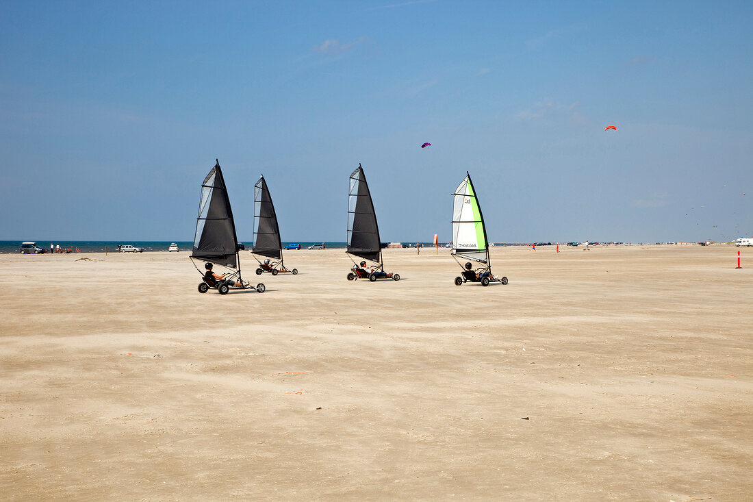 View of beach sailors at Fano beach, Denmark