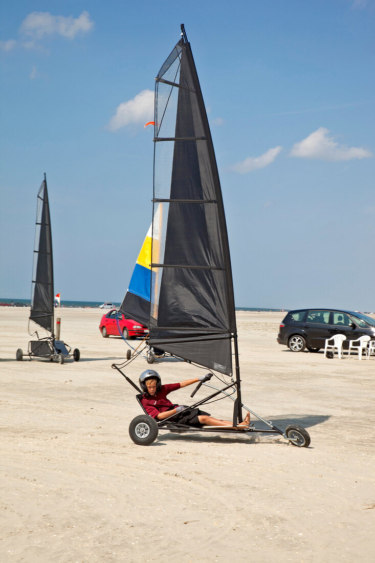 View of beach sailors at Fano beach, Denmark