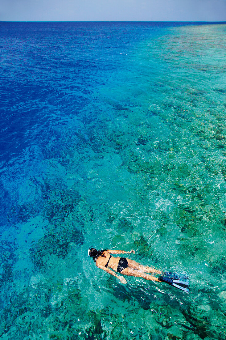 Frau, Meer, tauchen, schwimmen, Schwimmflossen, Tauchermaske