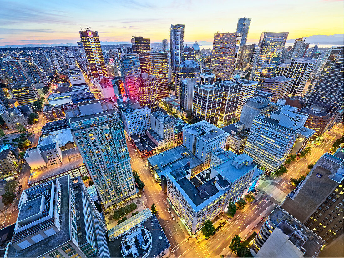 Kanada, British Columbia, Vancouver, Blick vom Harbour Centre, Skyline