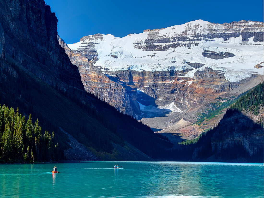 View of Lake Louise and mountains at Banff National Park, Alberta, Canada