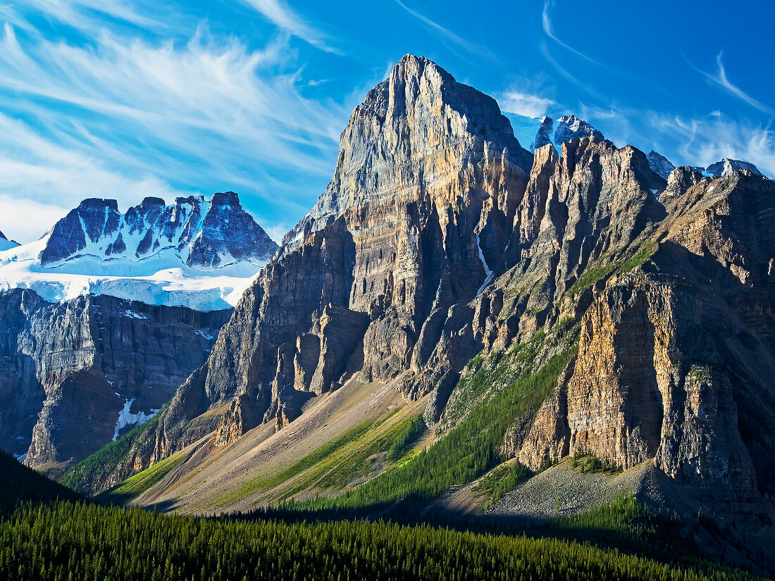 Rock mountain peaks at Banff National Park, Alberta, Canada