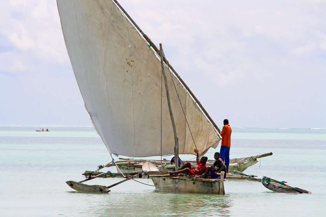 Sailing boat in sea, Zanzibar Island, Tanzania, East Africa