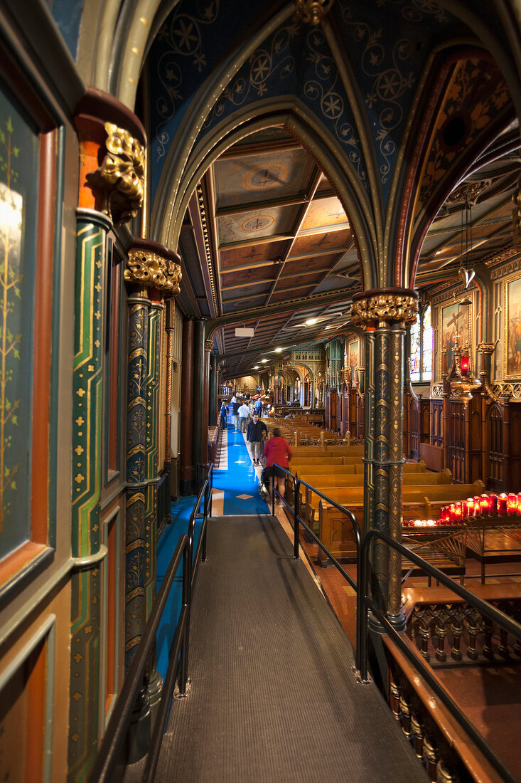 Interior of Notre Dame Basilica in Montreal, Canada