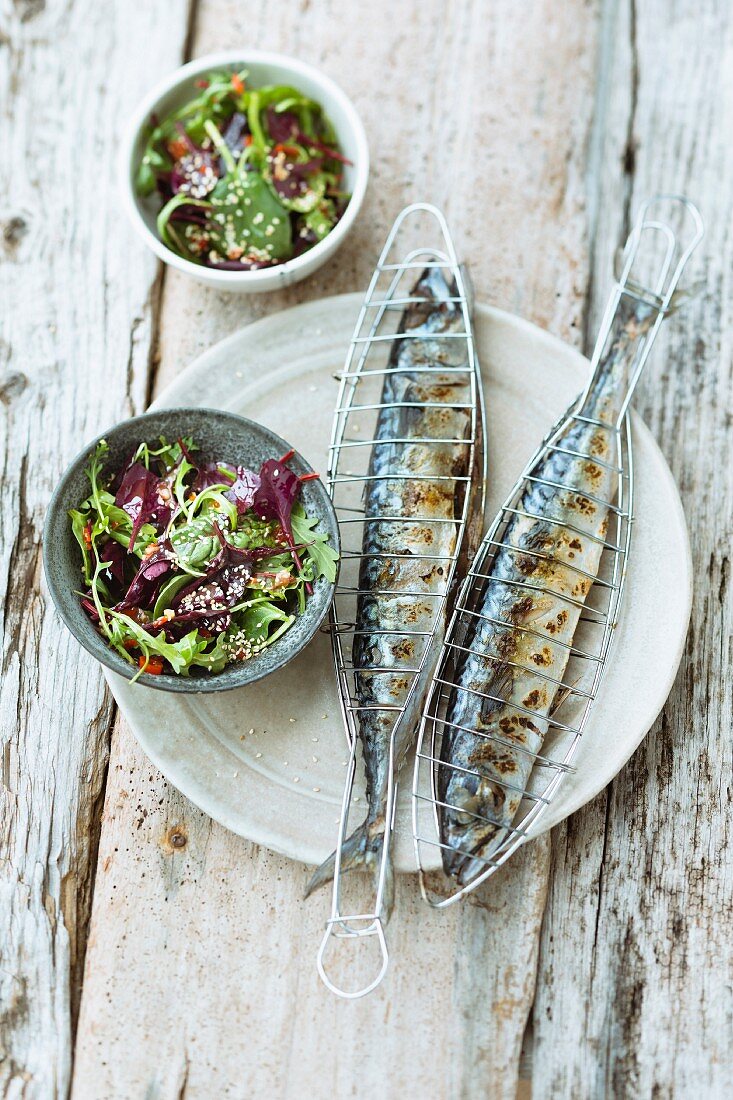Mackerel with baby lettuce and an oriental vinaigrette