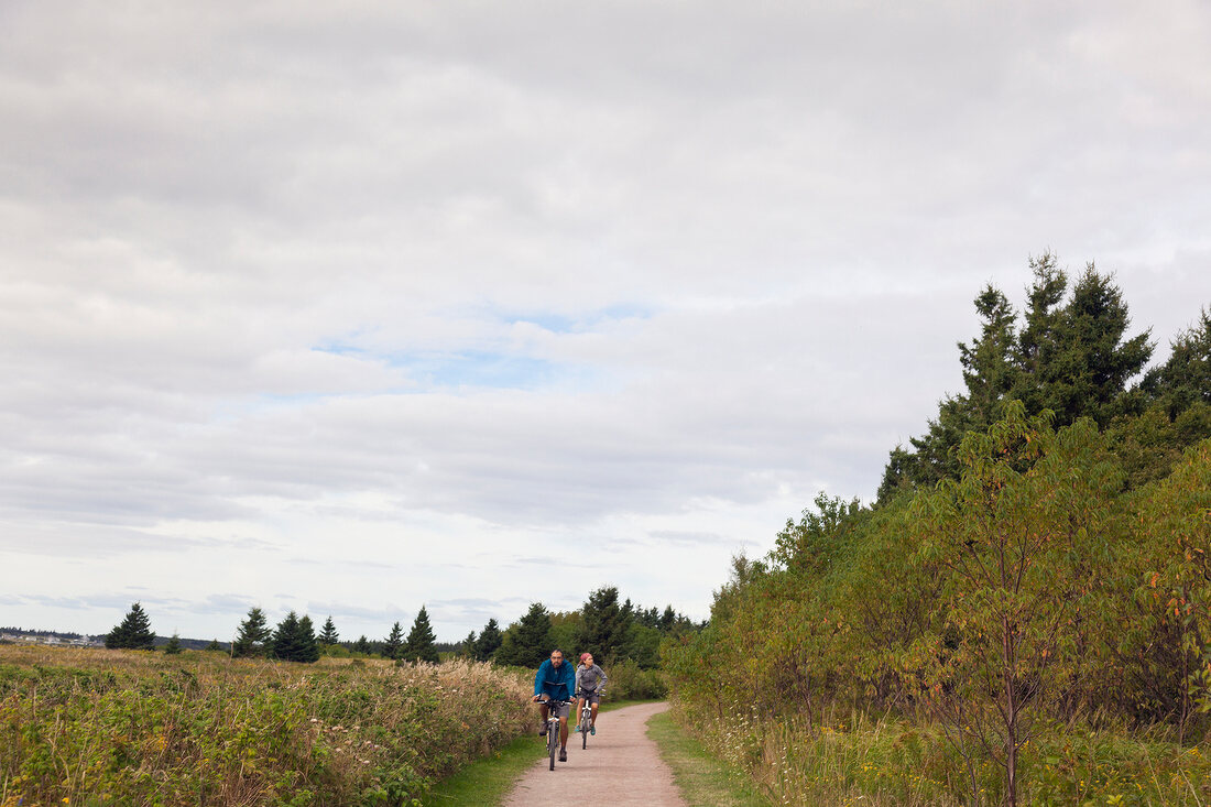 Cyclists on pavement at Prince Edward Iceland National Park, Canada