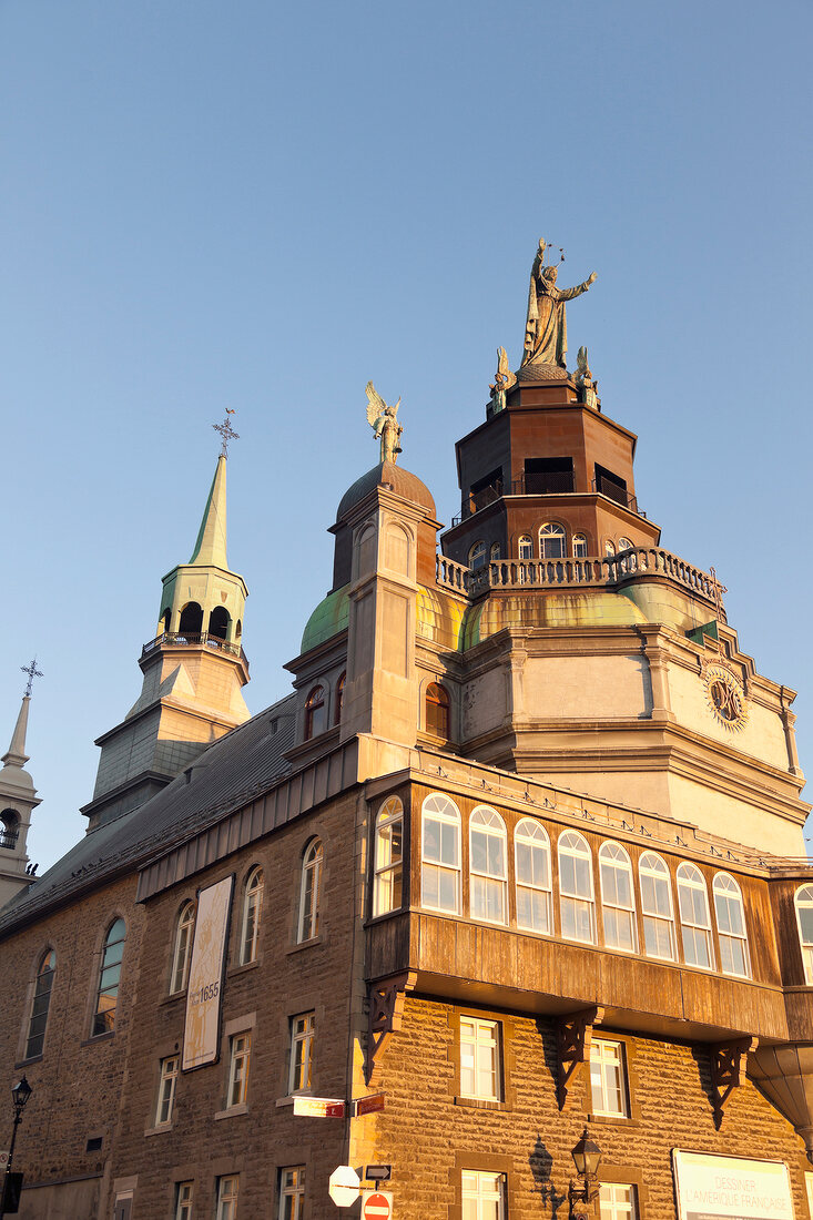 Low angle view of Notre-Dame-de-Bon-Secours Chapel, Montreal, Canada