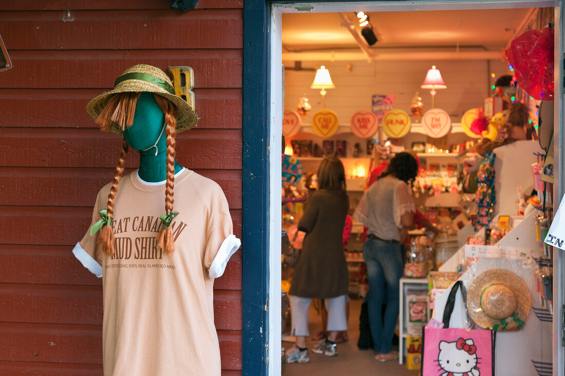 Mannequin near the entrance of shop, Charlottetown, Prince Edward Island, Canada