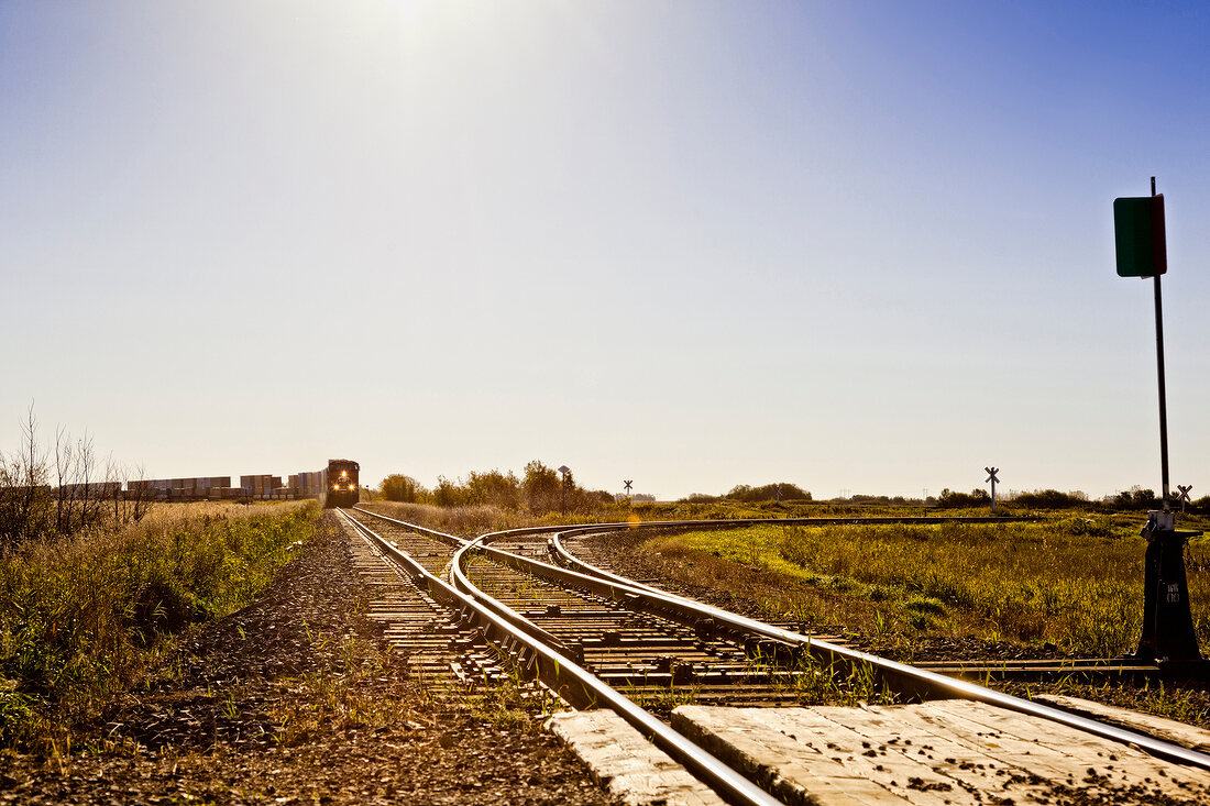 Railways tracks in Colonsay, Saskatchewan, Canada 