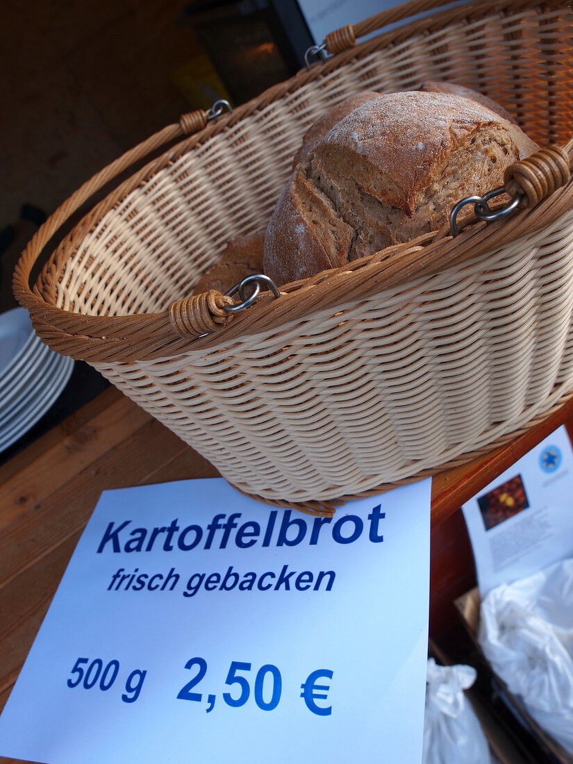 Bread in wicker basket during Potato Festival, Horumersiel