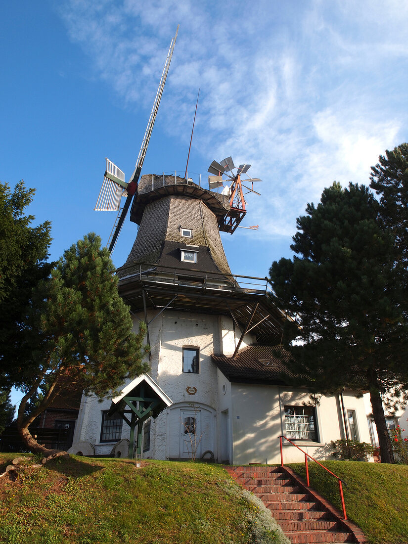 View of old mill in Carolinensiel, Spiekeroog, Saxony, Germany