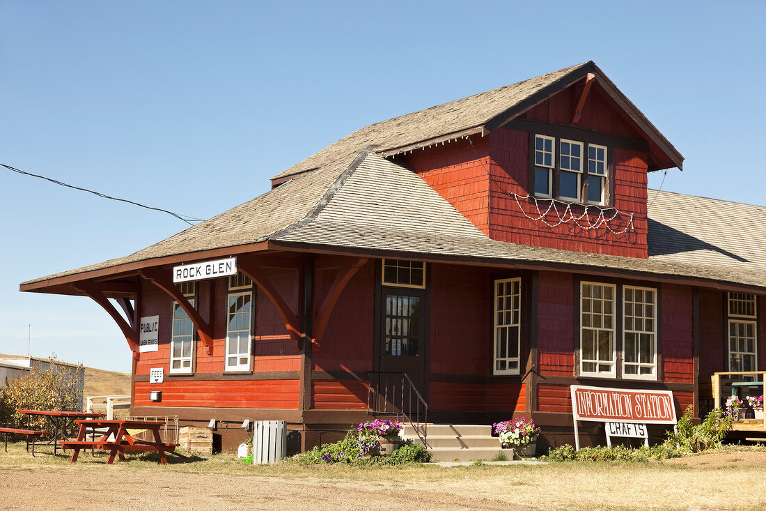 View of wooden house in Rockglen, Saskatchewan, Canada