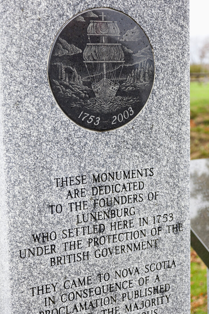 Close-up of Lunenburg's monument, Lunenburg, Nova Scotia, Canada