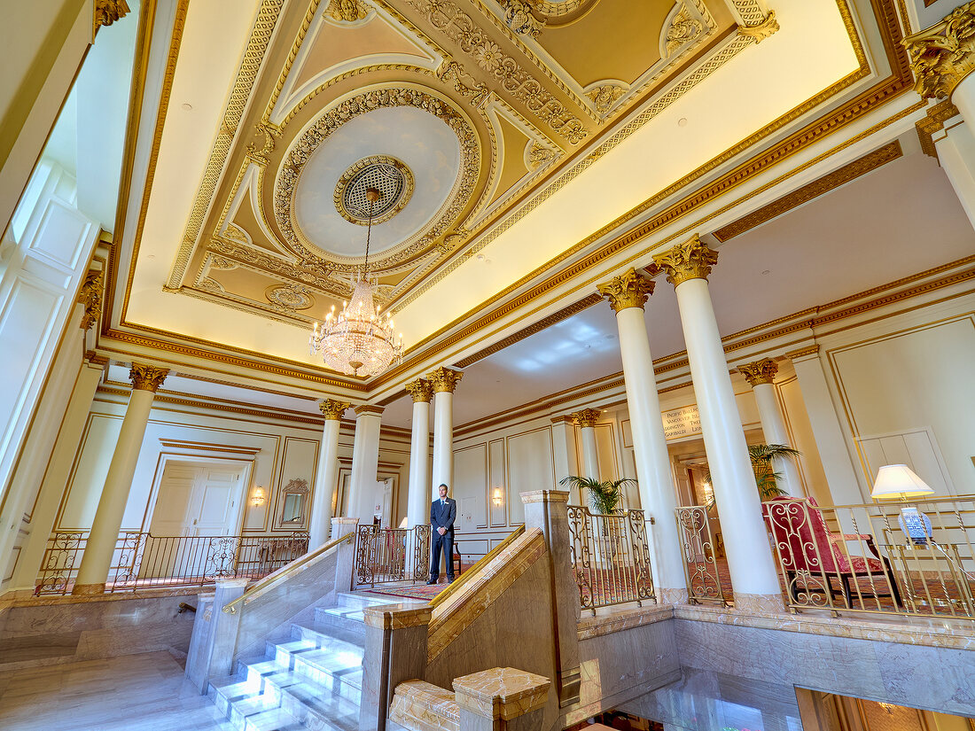 View of staircase in The Fairmont Hotel, Vancouver, British Columbia, Canada