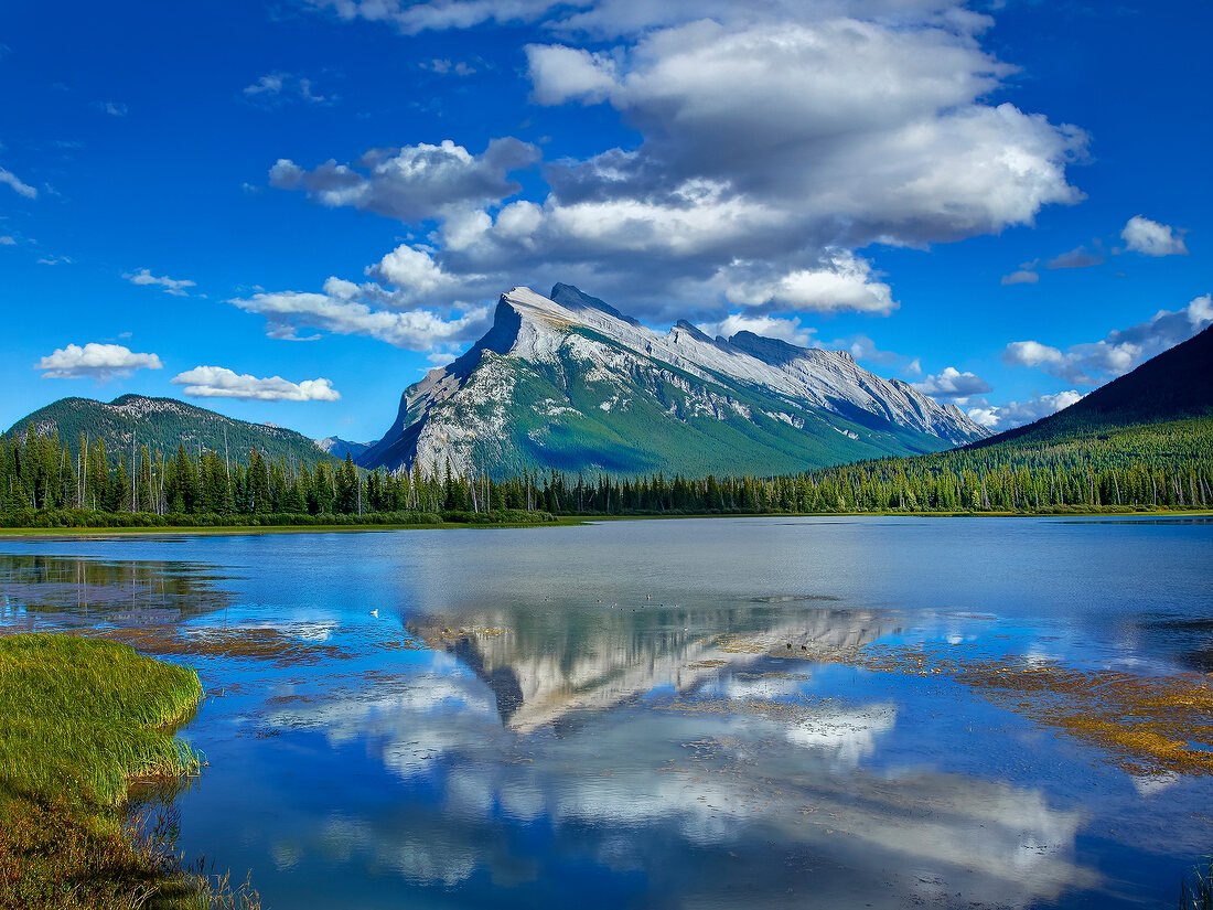 View of Mount Rundle through Banff National Park, Alberta, Canada