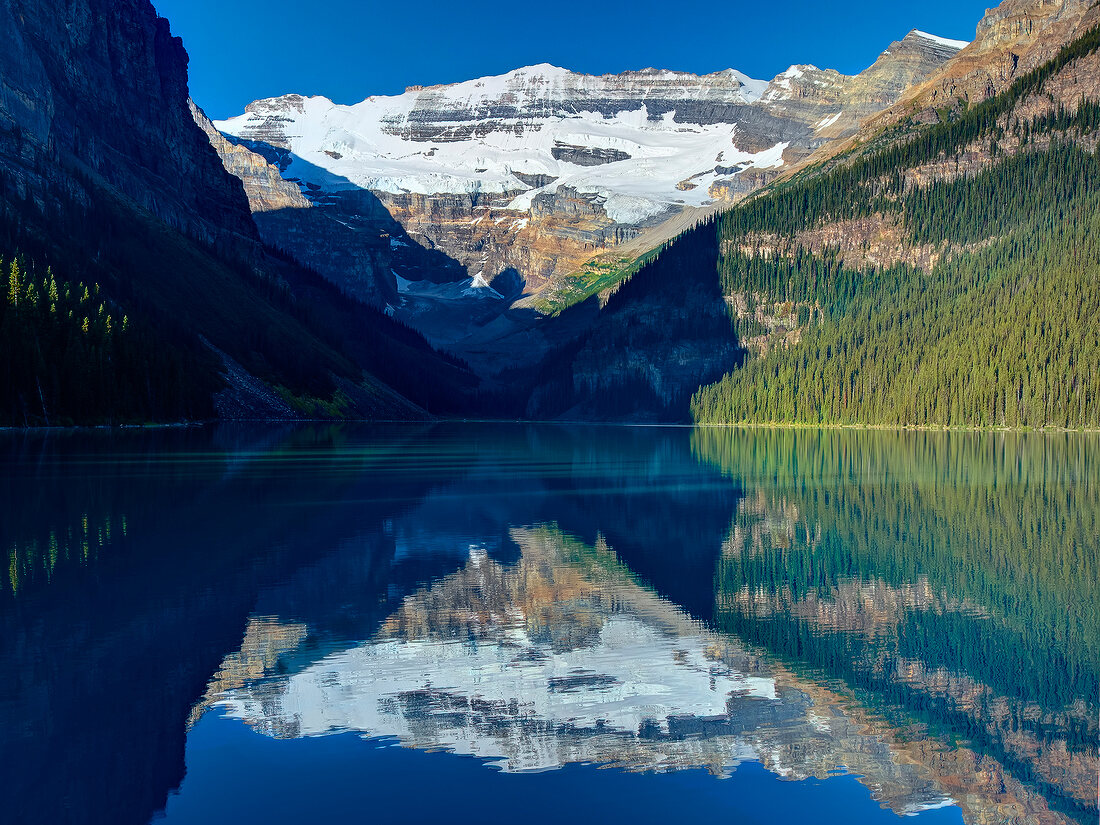 View of Lake Louise glaciers in Banff National Park, Alberta, Canada