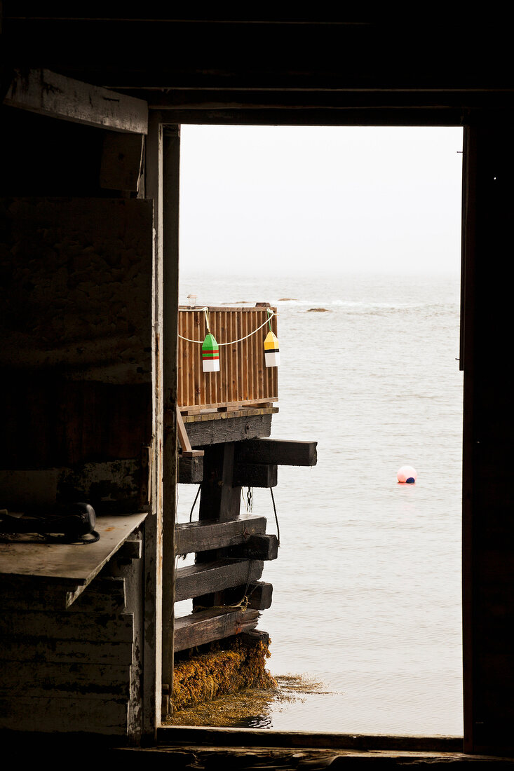 View of fishing village and and water at Nova Scotia, Canada