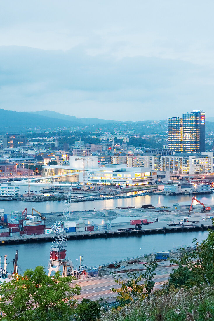 View of port in Fjord, Oslo, Norway