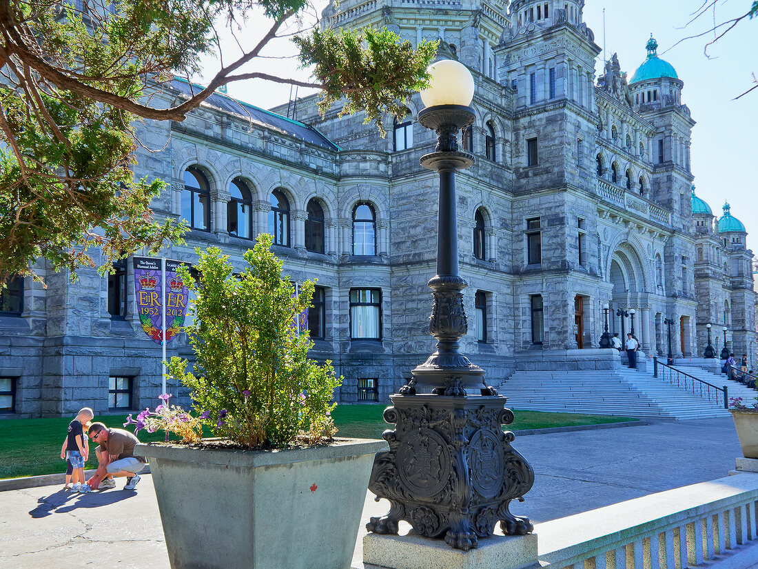Facade of Parliament building in Victoria, British Columbia, Canada