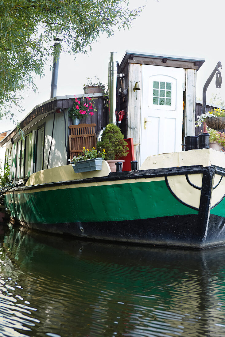 Hausboot, Terrasse, Eingang, Tür 