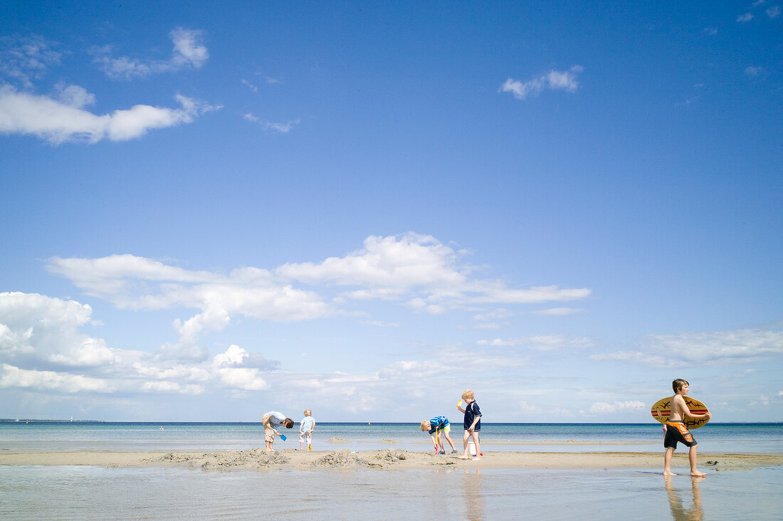 Small children enjoying on beach, Baltic Sea, Schleswig Holstein, Germany