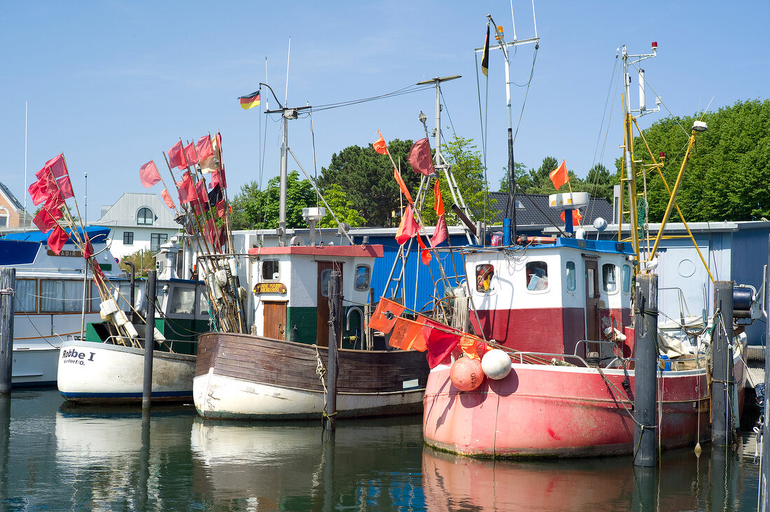 Fishing boats in the harbour of Niendorf, Schleswig Holstein, Germany