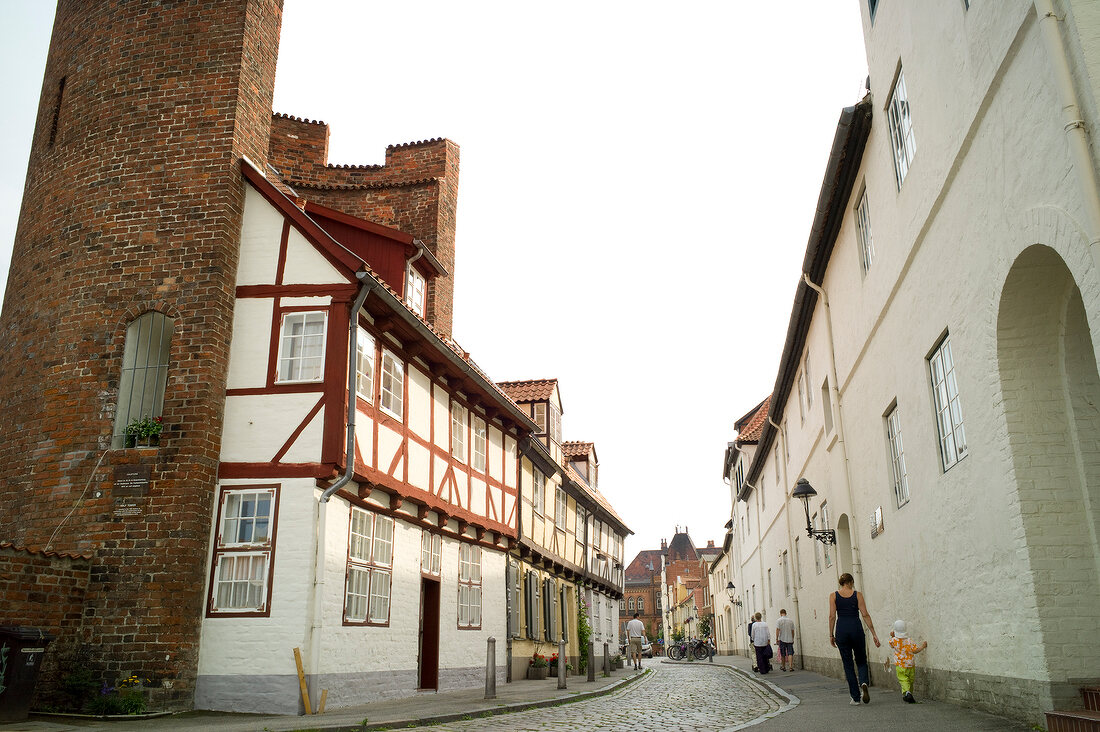 Alley with historic homes in Lubeck, Schleswig Holstein, Germany