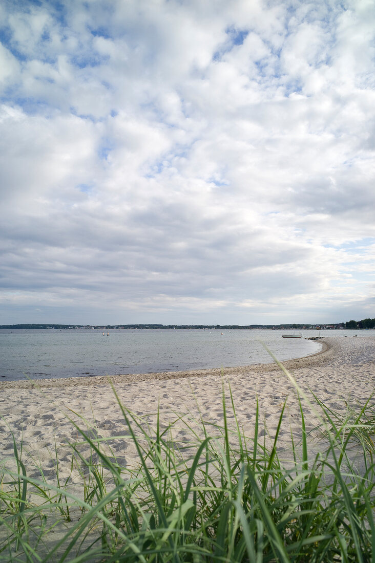 View of Gromitz beach and Baltic Sea in Schleswig Holstein, Germany