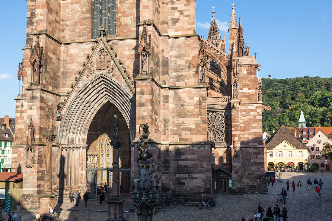 People around Freiburg Minster, Germany