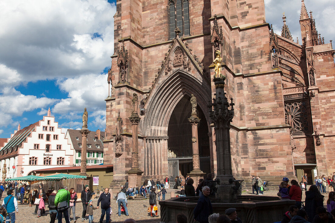 People around Freiburg Minster, Germany