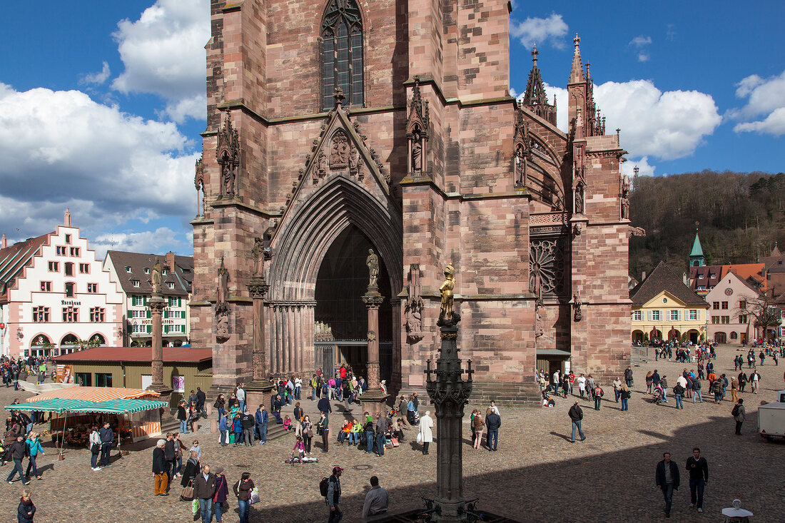 People around Freiburg Minster, Germany