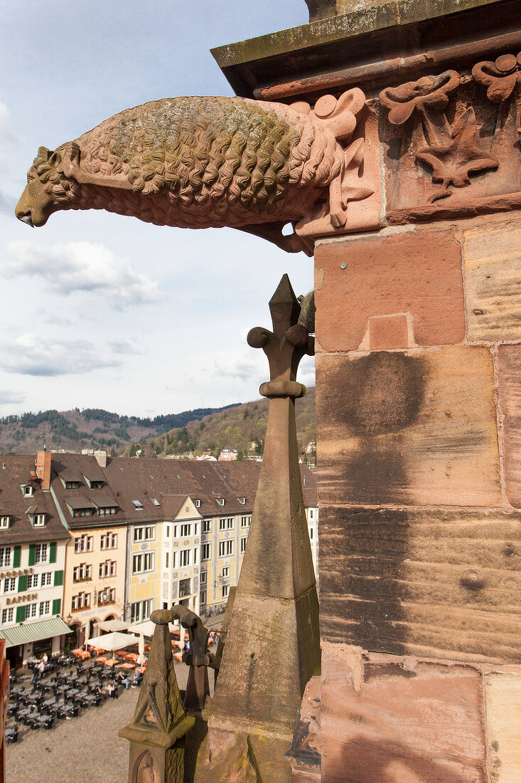Figure of a gargoyle at Muenster in Freiburg, Germany