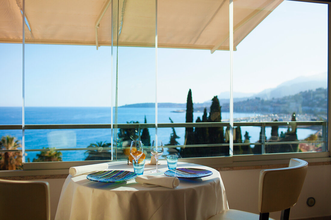 Terrace of Mirazur restaurant, French Riviera, Monaco