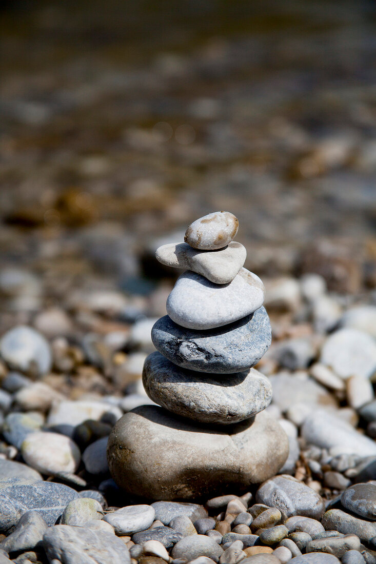 Close-up of stones towered successively