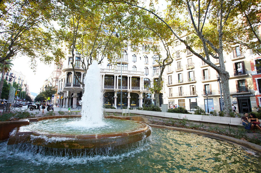 Fountain in exterior of hotel casa fudter, Barcelona, Spain