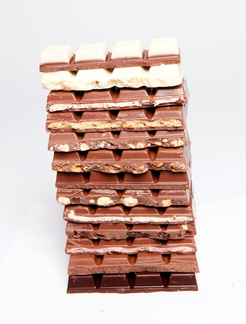 Slabs of chocolates in stack