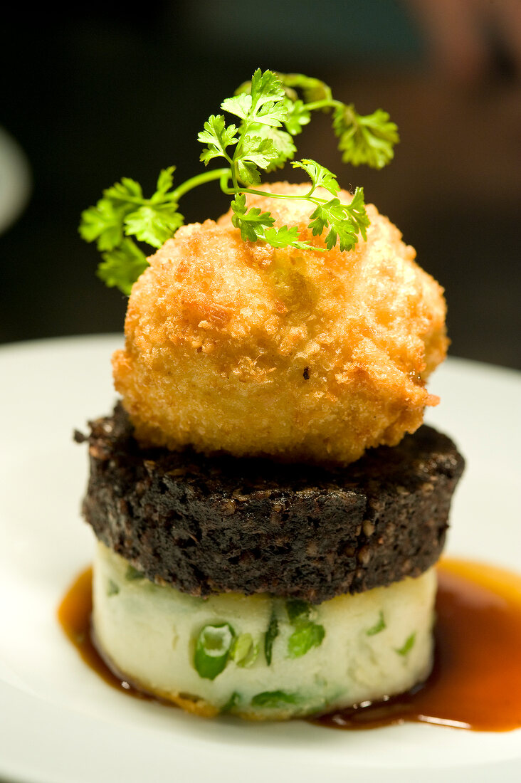 Close-up of an appetizer at a restaurant in Belfast, Northern Ireland