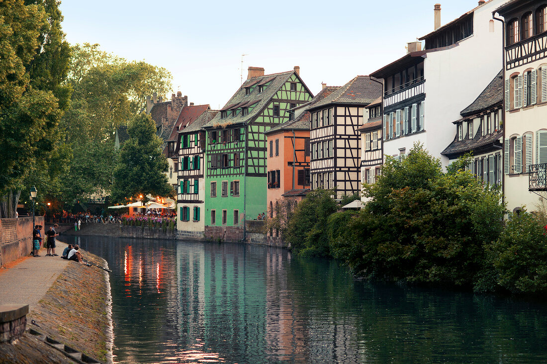 View of old quarter half-timbered houses at La Petite France, Strasbourg, France