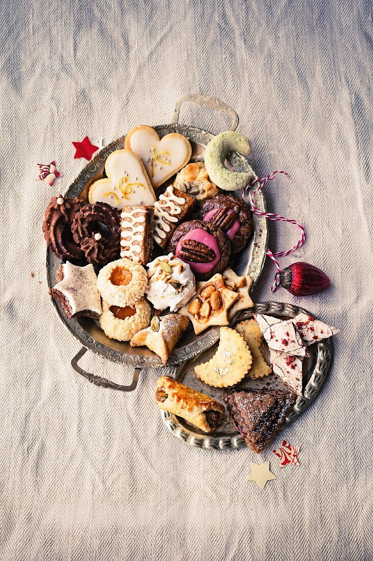 Christmas biscuits on a tray