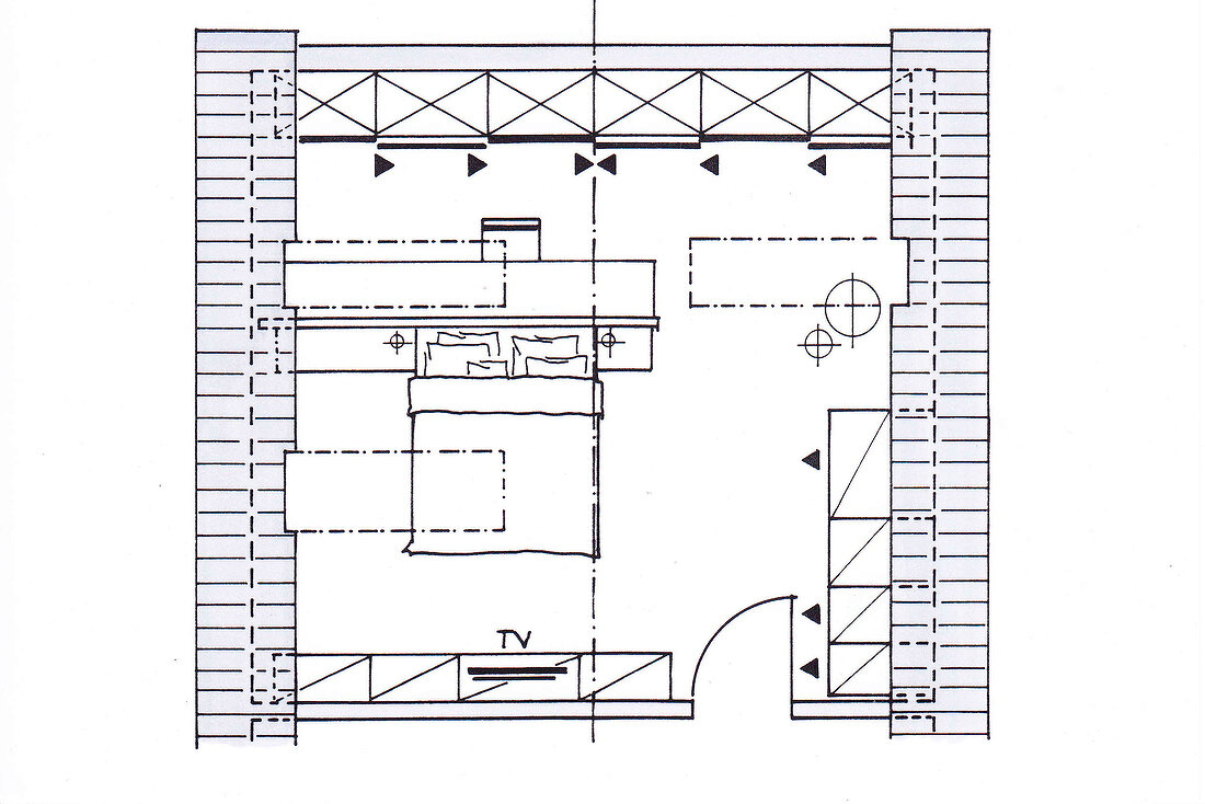 Dachraum, Dachgiebel, Schlafraum, Gestaltung, Planung, Skizze von oben