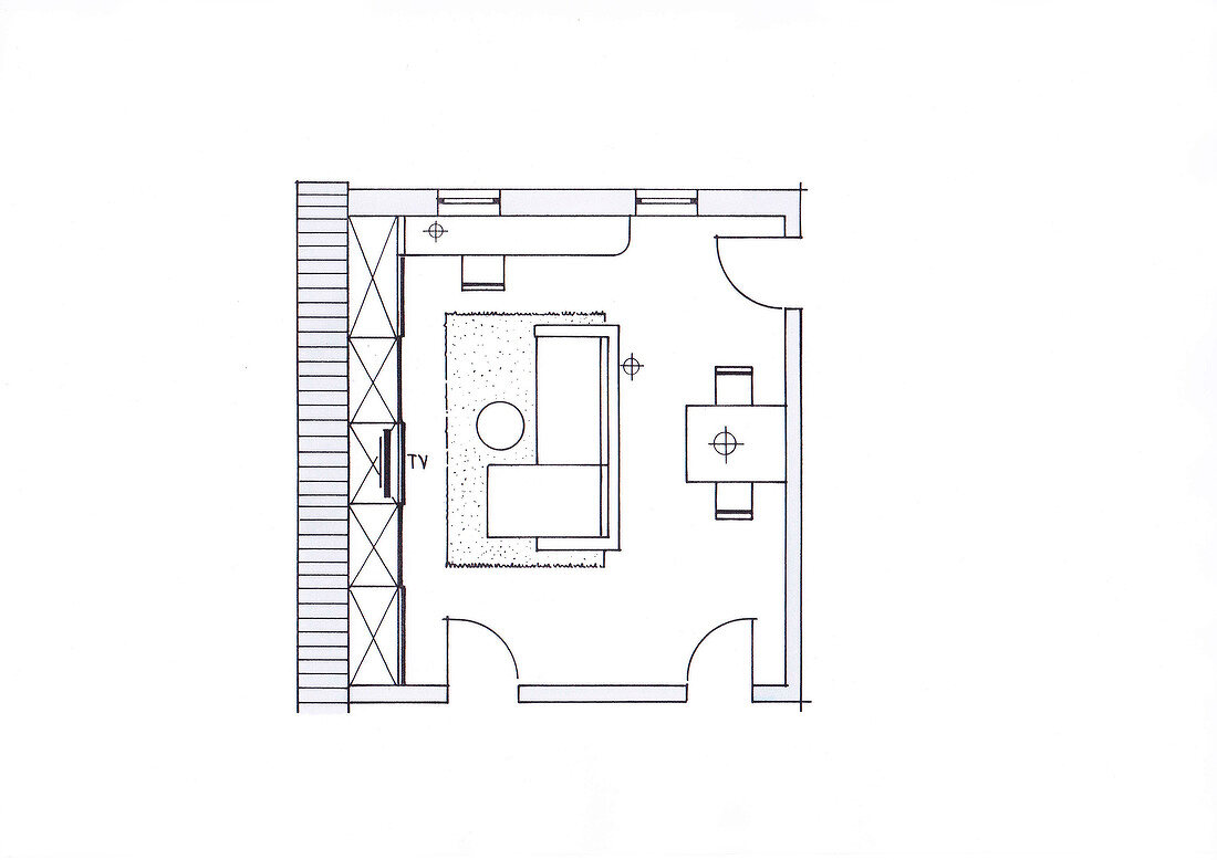 Dachraum, Wohnzimmer, Gestaltung, Planung, Skizze, Grundriss, von oben