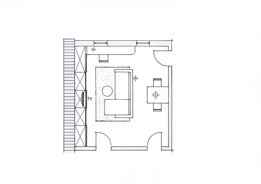 Illustration of floor plan with living room