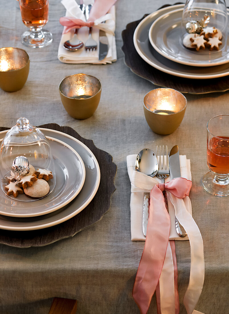 A festively laid table for Christmas