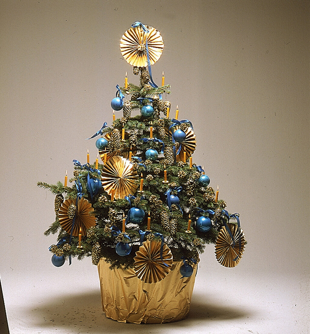 Weihnachtsbaum in blau und gold 