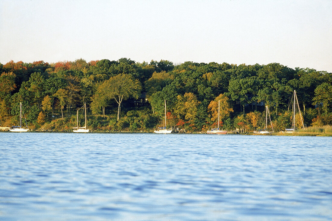 Connecticut River: See mit Segelbooten, Indian Summer